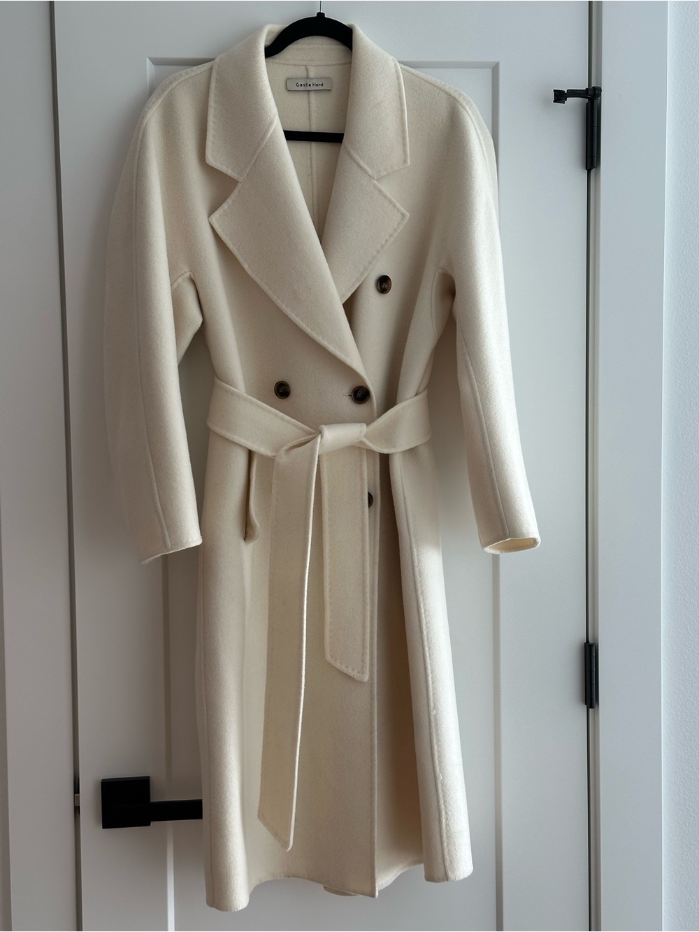 Gentle Herd 100% wool Double-Breasted Belted Trench Coat